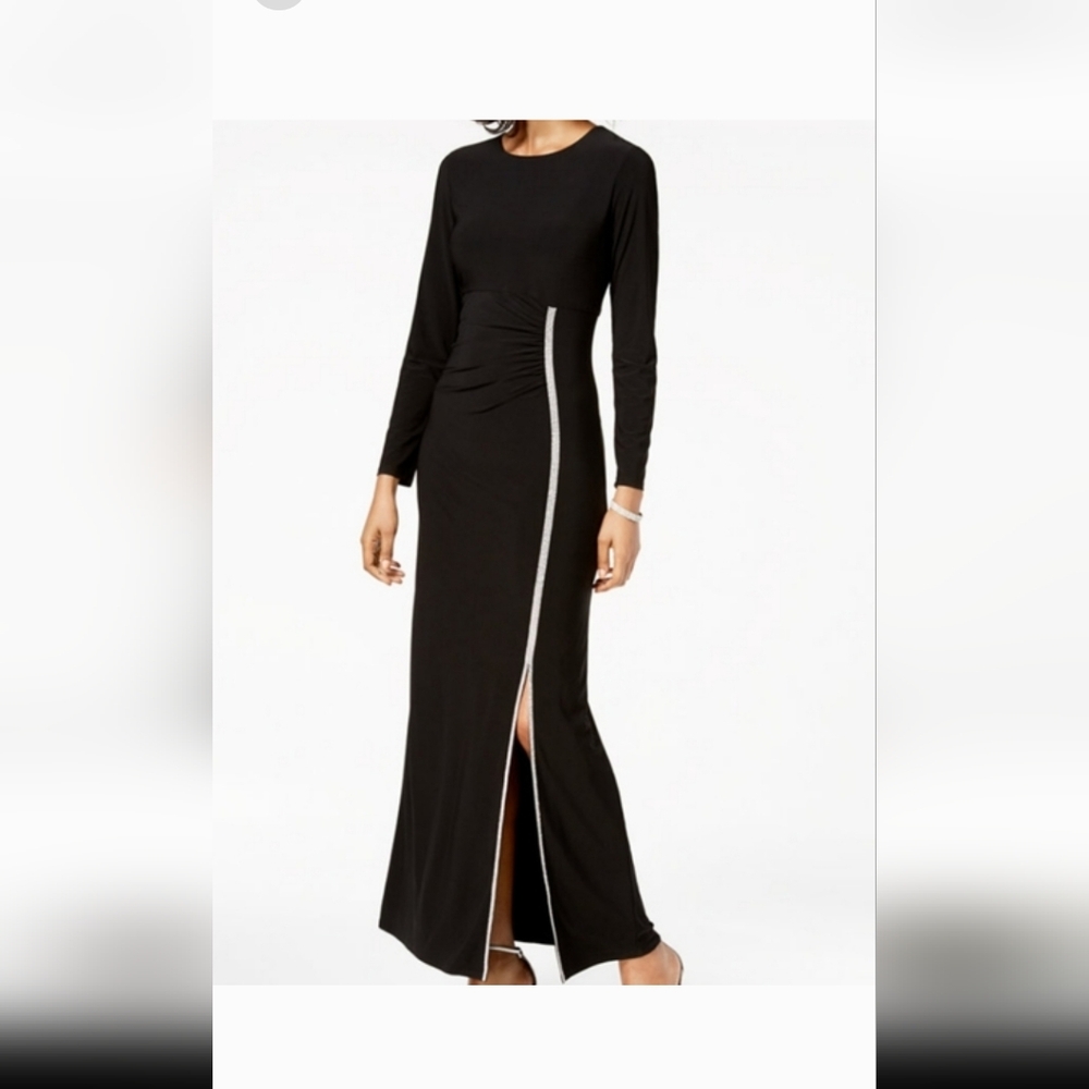 MSK Evening Formal Gown Black Wirh Rhinestones Size 8